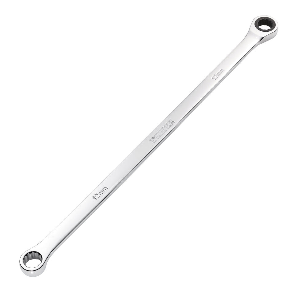Draper HI-TORQ Metric Extra-Long Double Ring Ratchet Spanner, 12mm : Model No. 8231BSXLMM