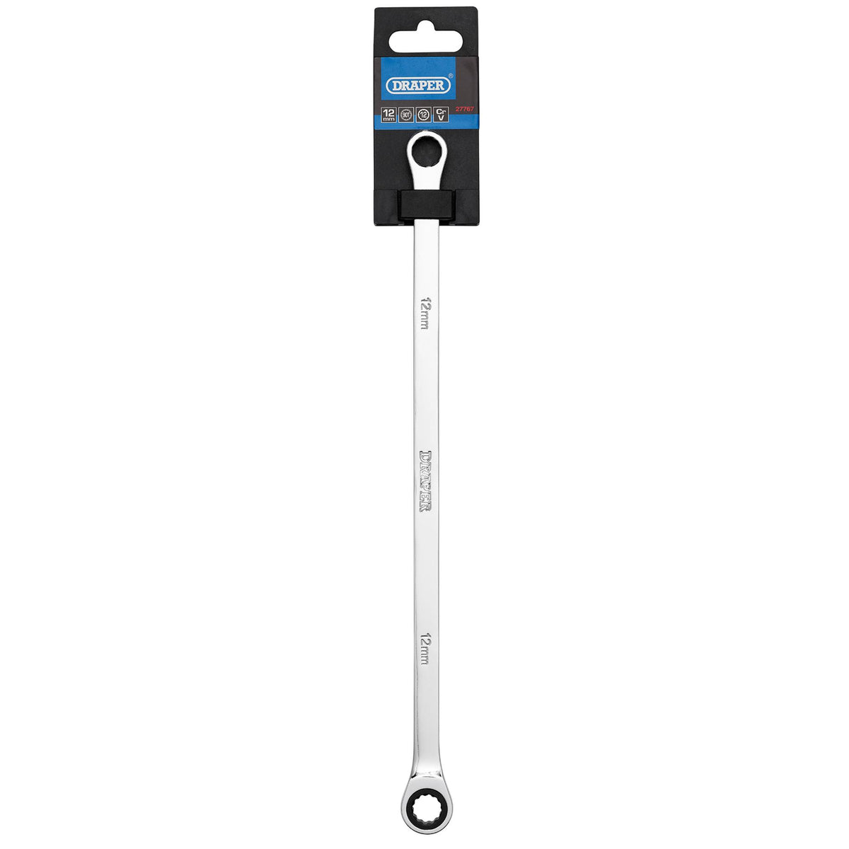 Draper HI-TORQ Metric Extra-Long Double Ring Ratchet Spanner, 12mm : Model No. 8231BSXLMM