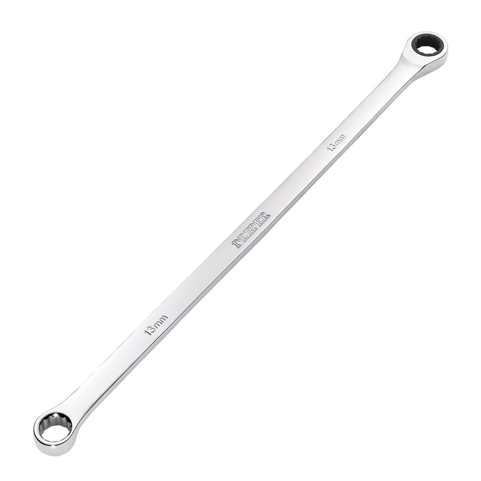 Draper HI-TORQ Metric Extra-Long Double Ring Ratchet Spanner, 13mm : Model No. 8231BSXLMM