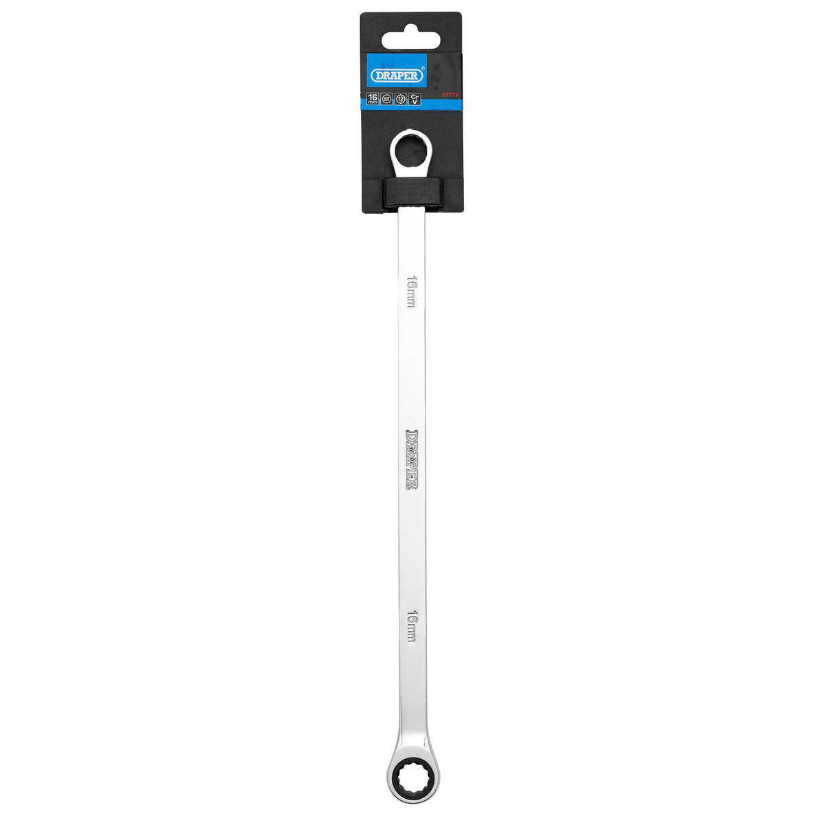 Draper HI-TORQ Metric Extra-Long Double Ring Ratchet Spanner, 16mm : Model No. 8231BSXLMM
