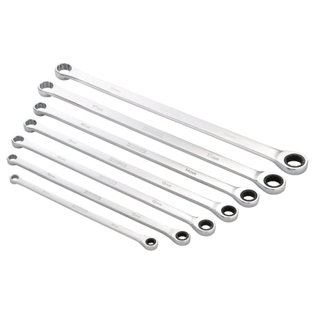 Draper HI-TORQ Metric Extra-Long Double Ring Ratchet Spanner Set (7 Piece) : Model No. 8231BSXLMM/7