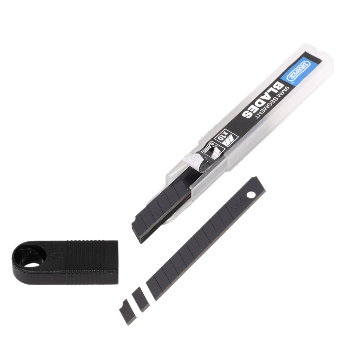 Snap-Off Segment Knife Blades, 9mm, Black (Pack of 10) : Model No. SB10-9B