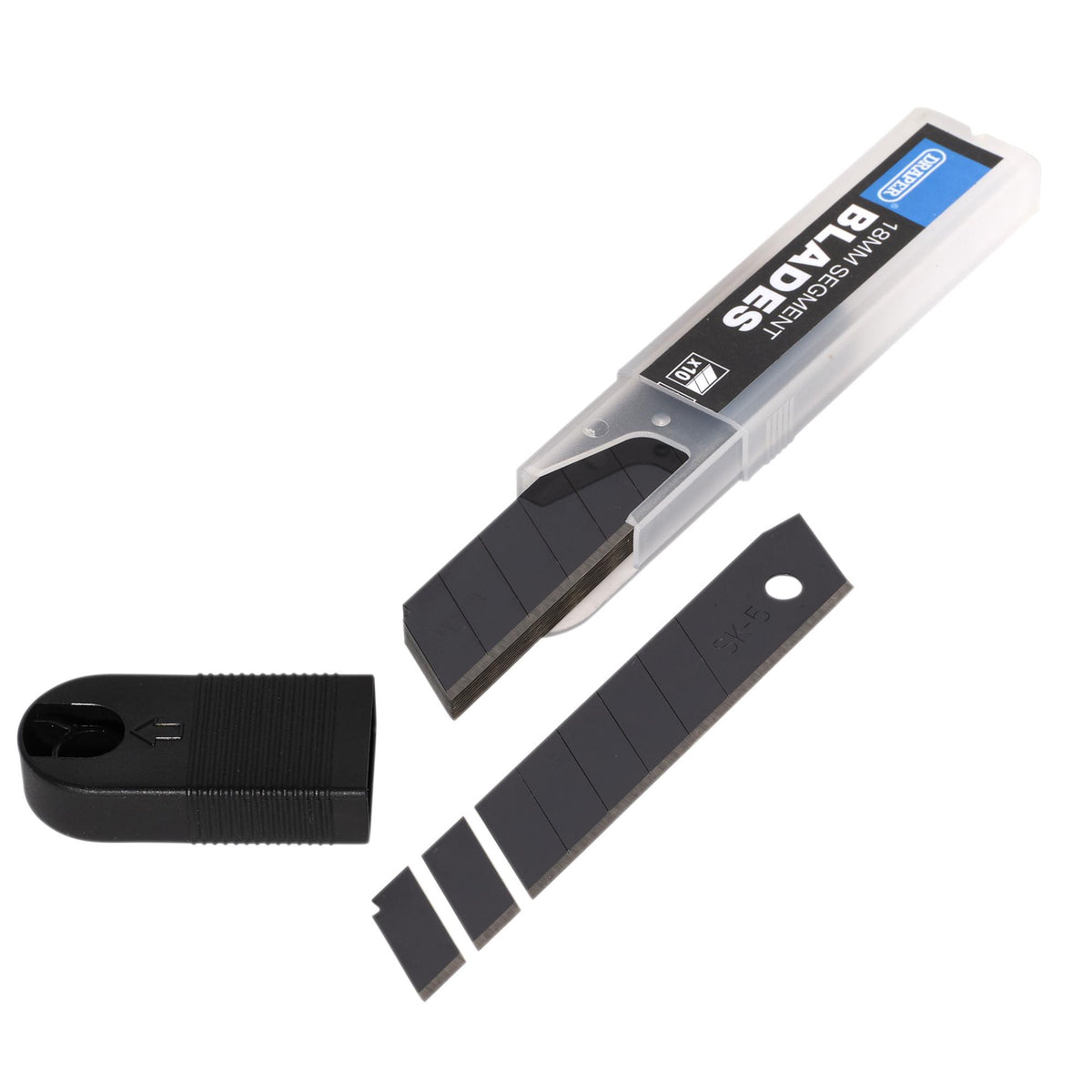 Snap-Off Segment Knife Blades, 18mm, Black (Pack of 10) : Model No. SB10-18B