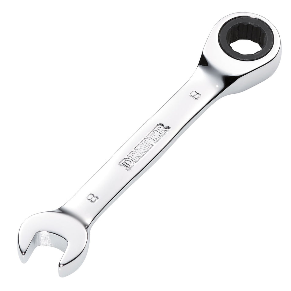 Draper HI-TORQ Metric Stubby Ratchet Combination Spanner, 8mm : Model No. 8230MMS