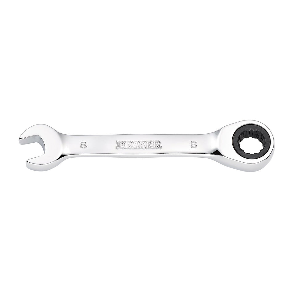 Draper HI-TORQ Metric Stubby Ratchet Combination Spanner, 8mm : Model No. 8230MMS