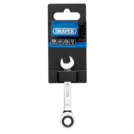 Draper HI-TORQ Metric Stubby Ratchet Combination Spanner, 9mm : Model No. 8230MMS