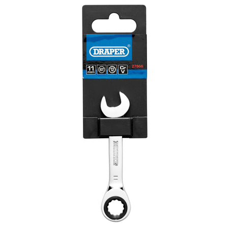 Draper HI-TORQ Metric Stubby Ratchet Combination Spanner, 11mm : Model No. 8230MMS