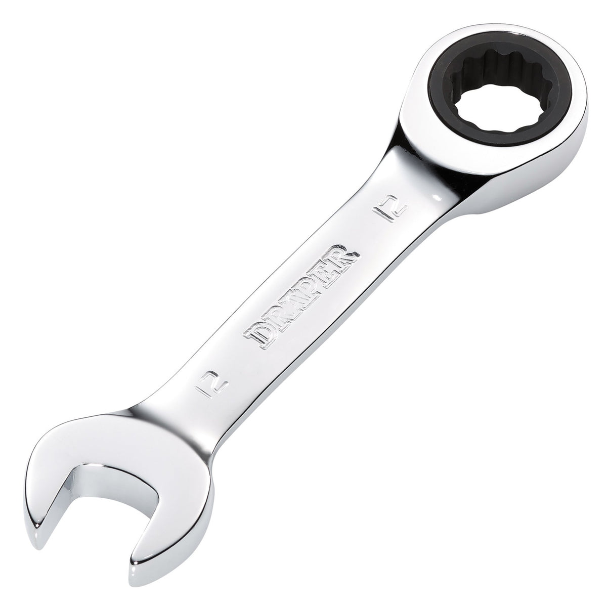Draper HI-TORQ Metric Stubby Ratchet Combination Spanner, 12mm : Model No. 8230MMS