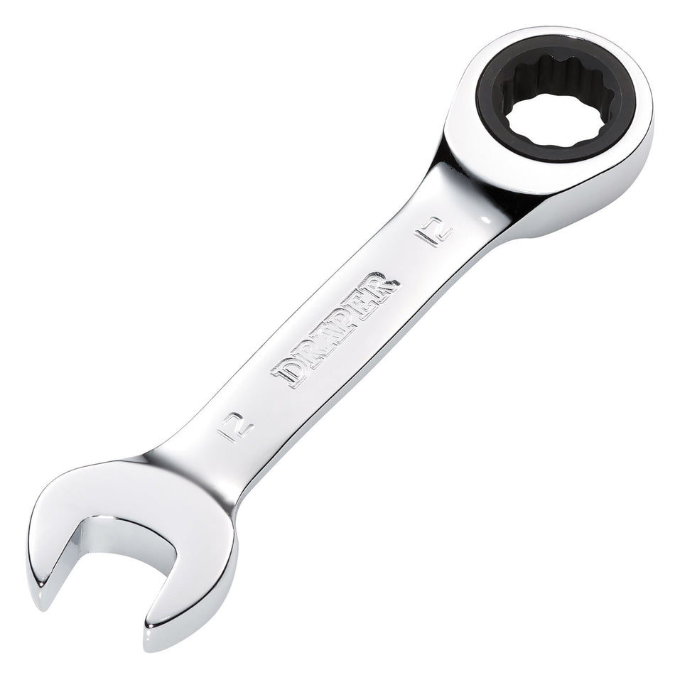 Draper HI-TORQ Metric Stubby Ratchet Combination Spanner, 12mm : Model No. 8230MMS