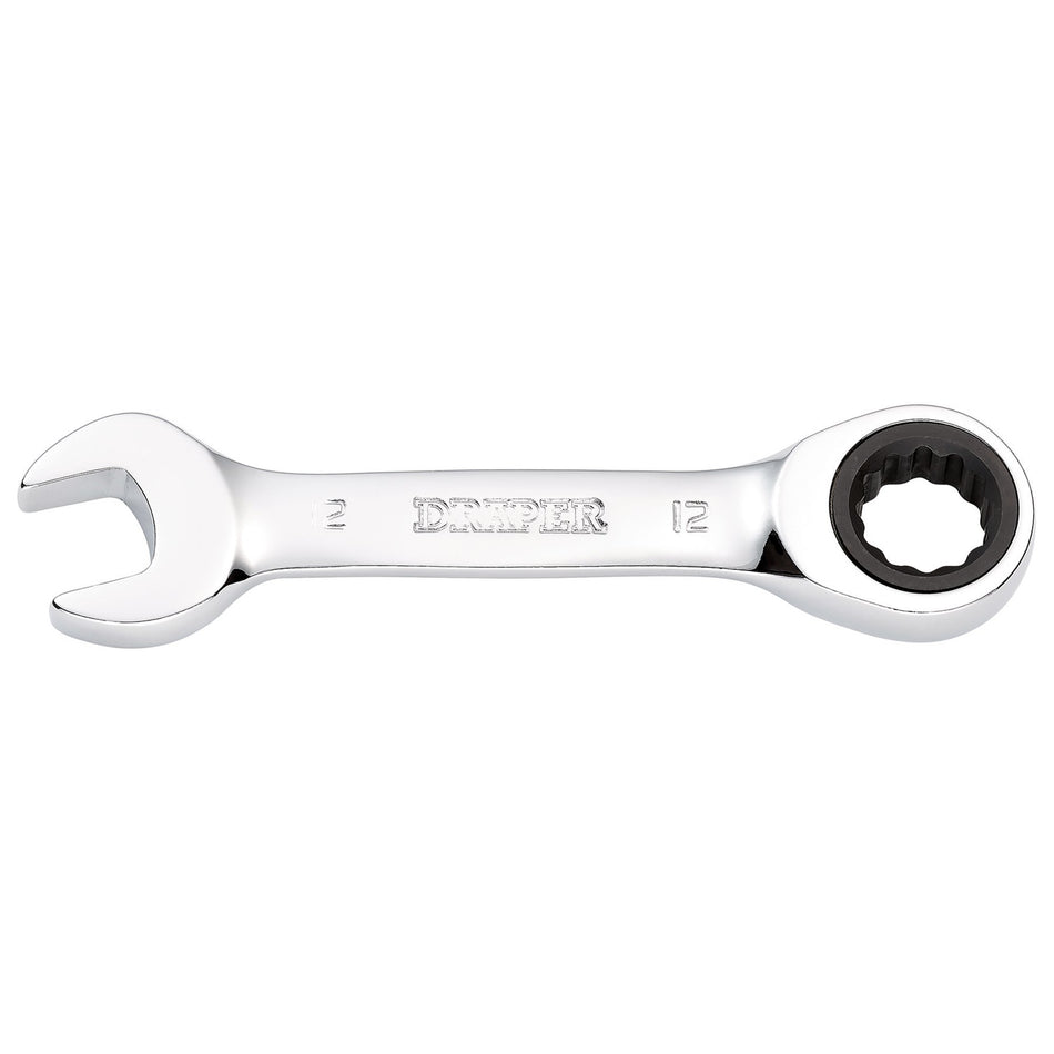 Draper HI-TORQ Metric Stubby Ratchet Combination Spanner, 12mm : Model No. 8230MMS