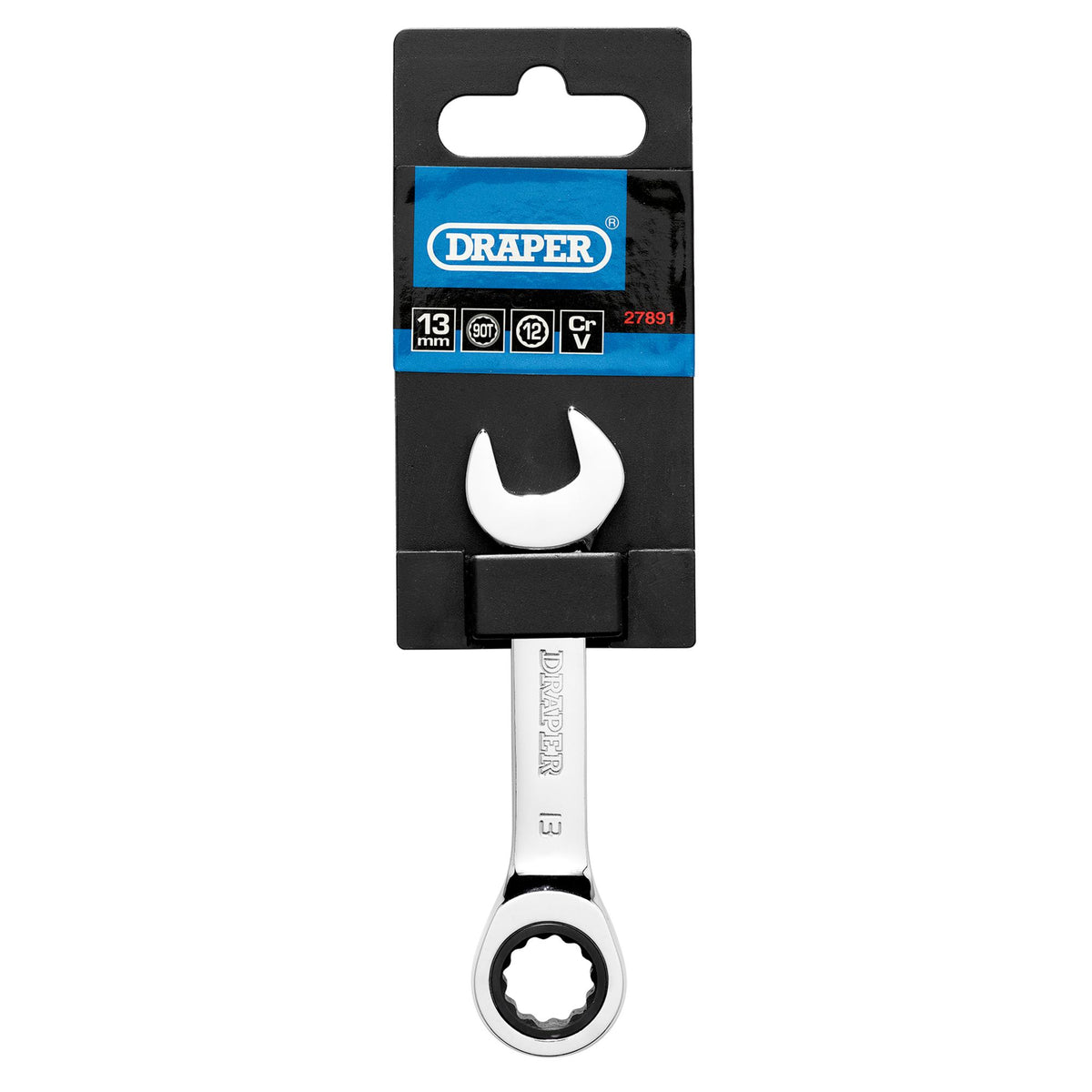 Draper HI-TORQ Metric Stubby Ratchet Combination Spanner, 13mm : Model No. 8230MMS