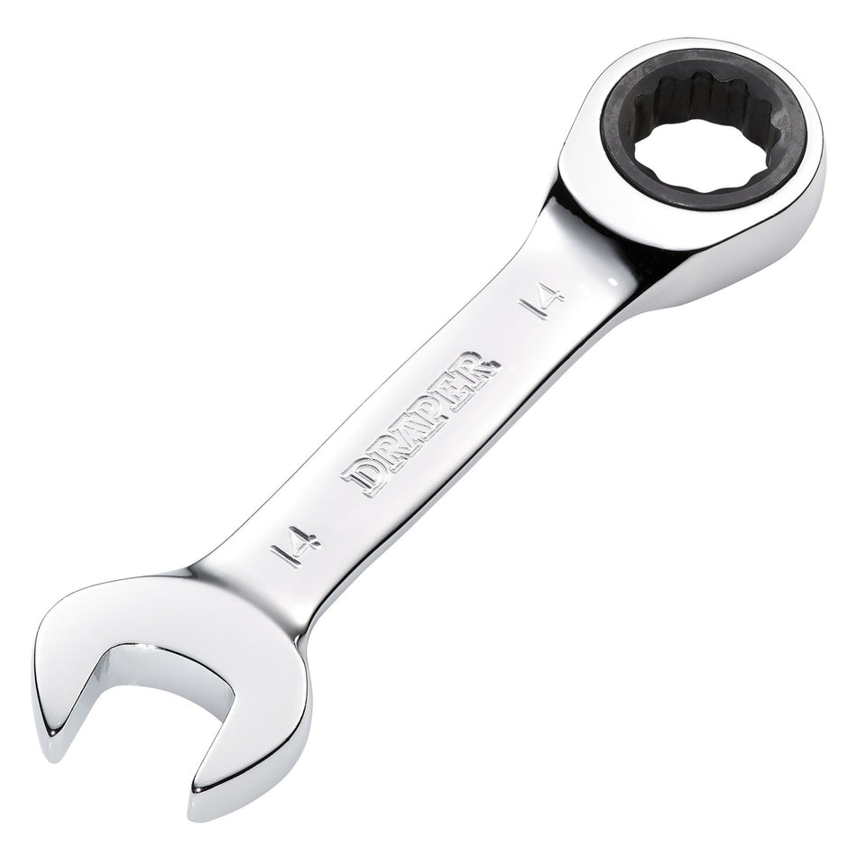 Draper HI-TORQ Metric Stubby Ratchet Combination Spanner, 14mm : Model No. 8230MMS