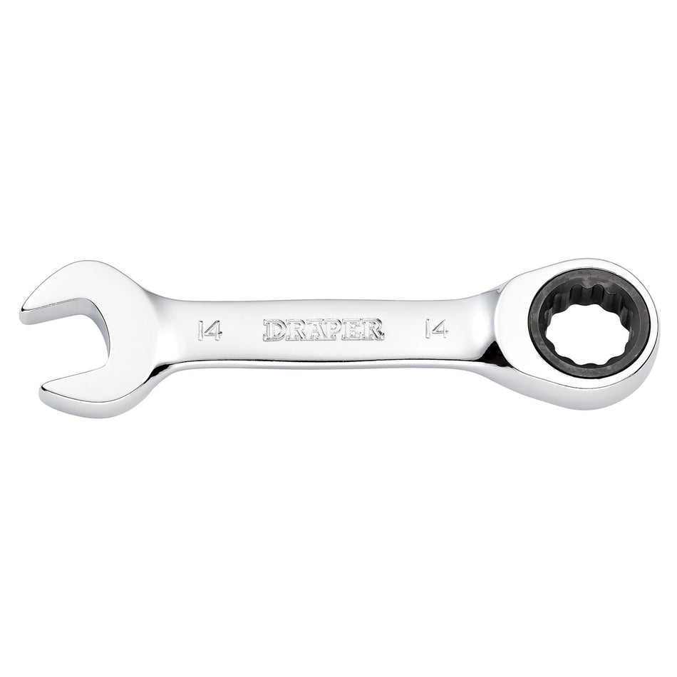 Draper HI-TORQ Metric Stubby Ratchet Combination Spanner, 14mm : Model No. 8230MMS