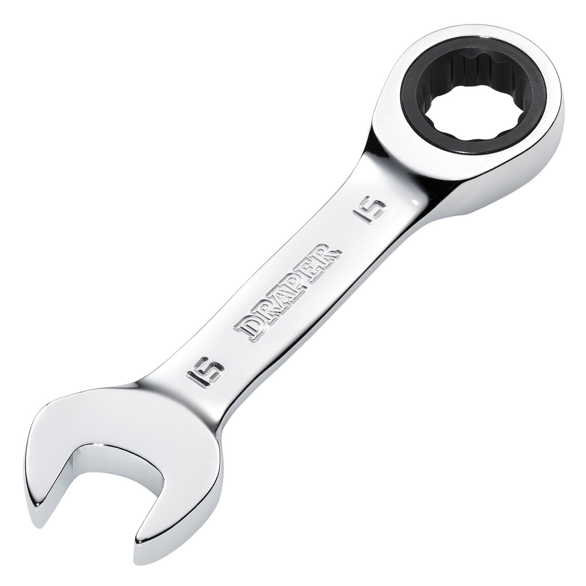 Draper HI-TORQ Metric Stubby Ratchet Combination Spanner, 15mm : Model No. 8230MMS