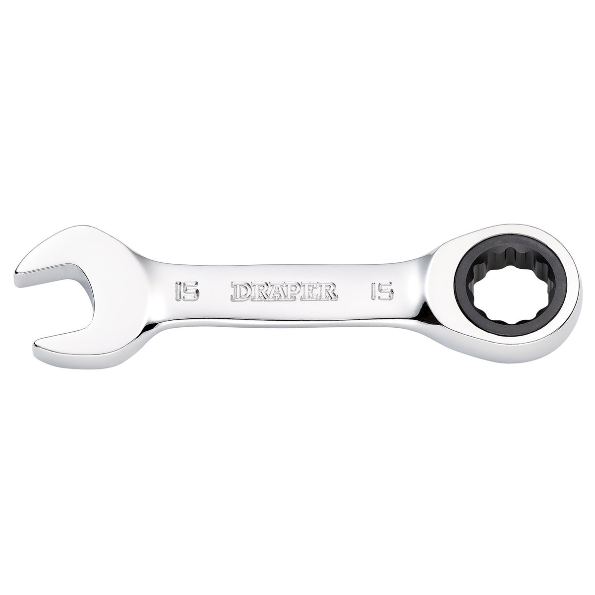 Draper HI-TORQ Metric Stubby Ratchet Combination Spanner, 15mm : Model No. 8230MMS
