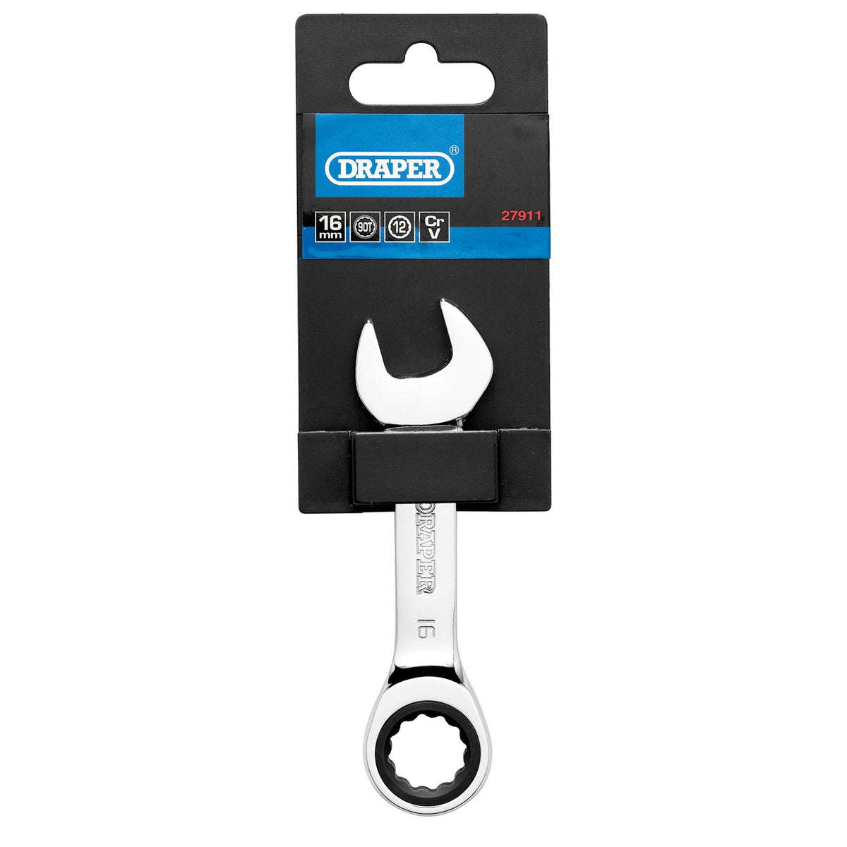 Draper HI-TORQ Metric Stubby Ratchet Combination Spanner, 16mm : Model No. 8230MMS