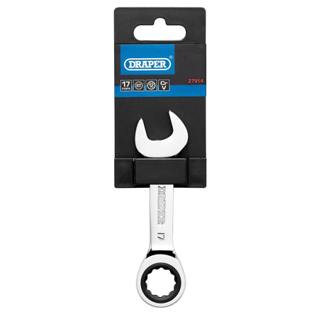 Draper HI-TORQ® Metric Stubby Ratchet Combination Spanner, 17mm
