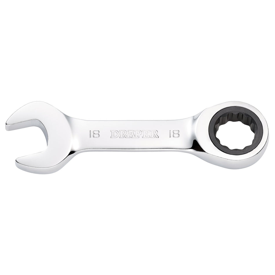Draper HI-TORQ Metric Stubby Ratchet Combination Spanner, 18mm : Model No. 8230MMS