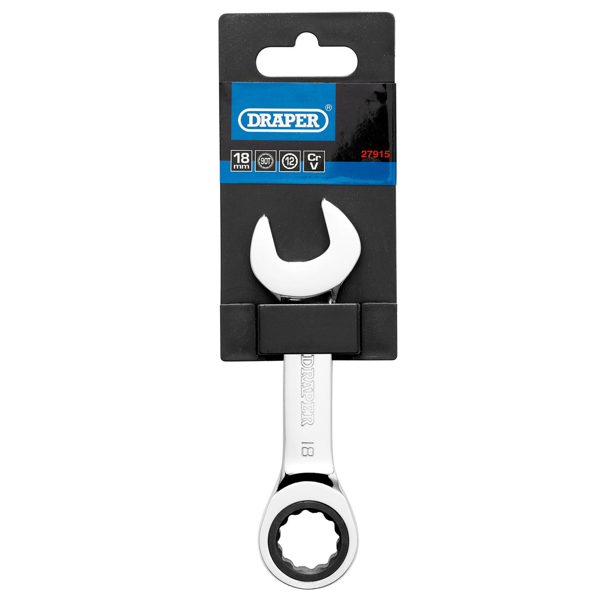 Draper HI-TORQ Metric Stubby Ratchet Combination Spanner, 18mm : Model No. 8230MMS