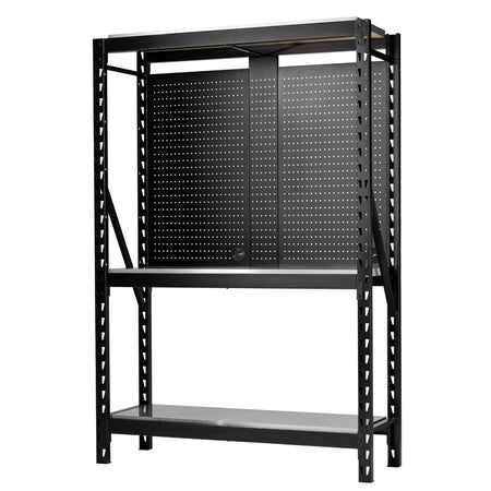 BUNKER 17 Piece Modular 3 Tier Racking with Stainless Steel Shelving and Pegboards, 1500mm : Model No. MS400-54-17PC S