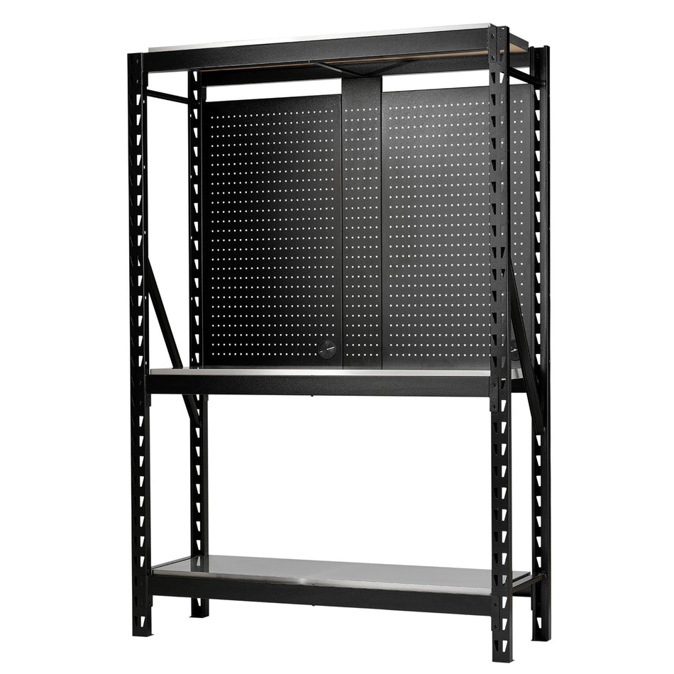 BUNKER 17 Piece Modular 3 Tier Racking with Stainless Steel Shelving and Pegboards, 1500mm : Model No. MS400-54-17PC S