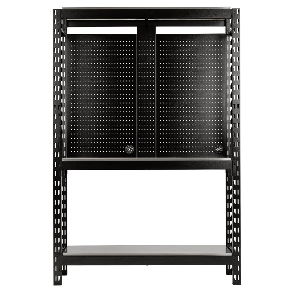BUNKER 17 Piece Modular 3 Tier Racking with Stainless Steel Shelving and Pegboards, 1500mm : Model No. MS400-54-17PC S