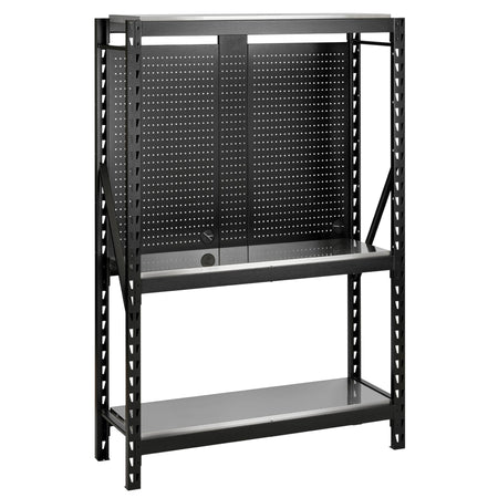 BUNKER 17 Piece Modular 3 Tier Racking with Stainless Steel Shelving and Pegboards, 1500mm : Model No. MS400-54-17PC S