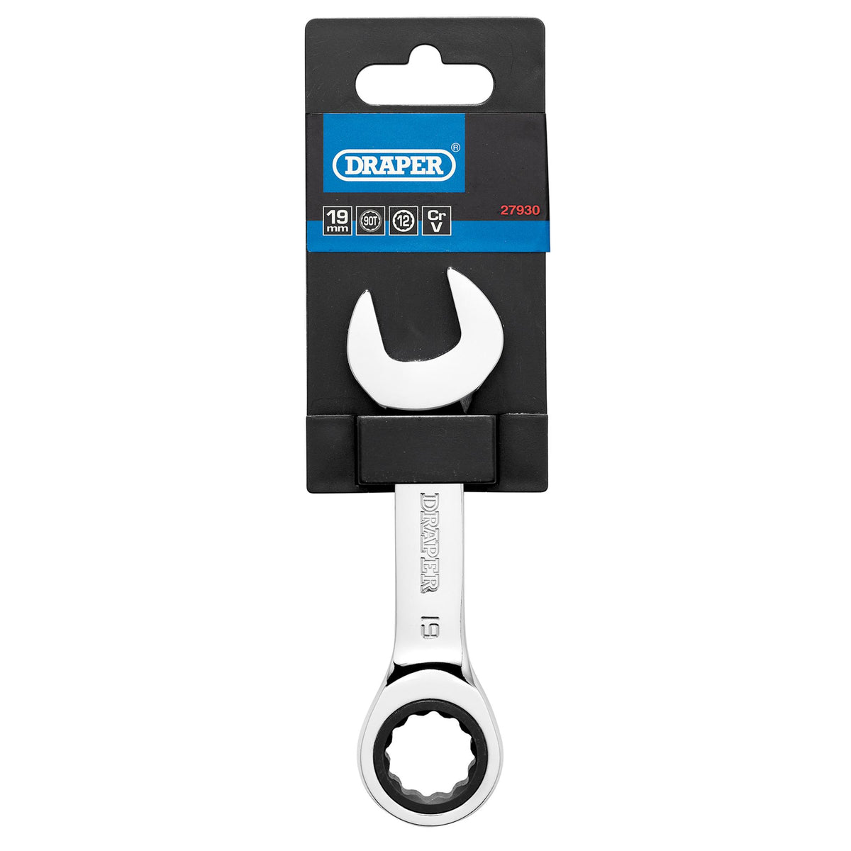 Draper HI-TORQ Metric Stubby Ratchet Combination Spanner, 19mm : Model No. 8230MMS