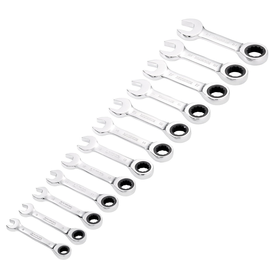 Draper HI-TORQ Metric Stubby Ratchet Combination Spanner Set (12 Piece) : Model No. 8230MMS/12