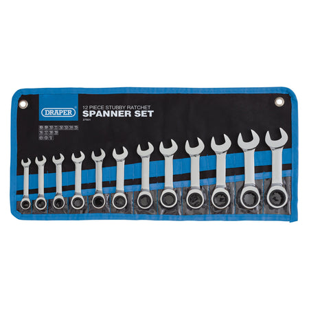 Draper HI-TORQ Metric Stubby Ratchet Combination Spanner Set (12 Piece) : Model No. 8230MMS/12