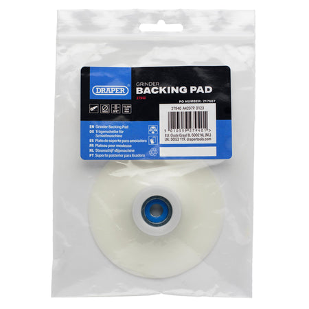 DRAPER 100mm Rubber Backing Pad: Model No.A4207P