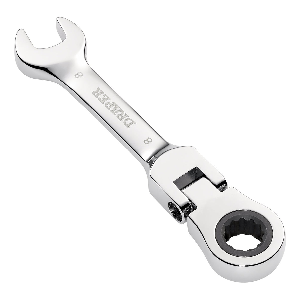 Draper HI-TORQ Metric Stubby Flexible Head Ratchet Combination Spanner, 8mm : Model No. 8230FMMBS