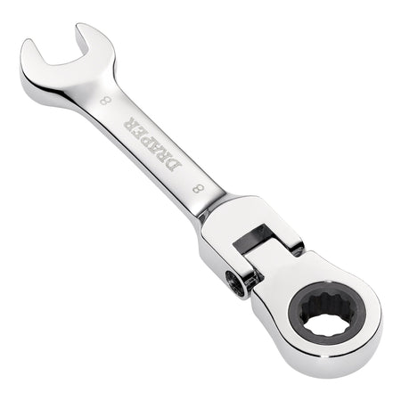 Draper HI-TORQ Metric Stubby Flexible Head Ratchet Combination Spanner, 8mm : Model No. 8230FMMBS