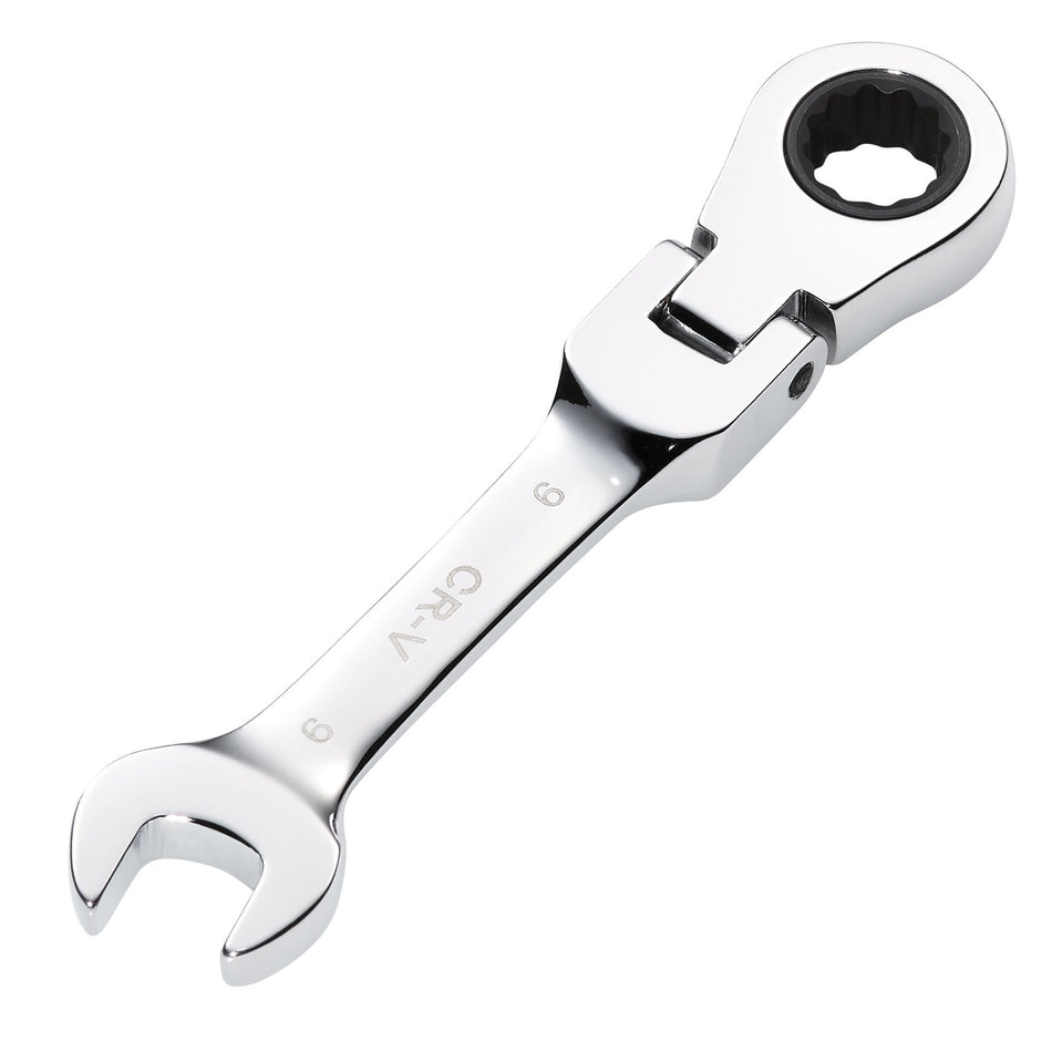 Draper HI-TORQ Metric Stubby Flexible Head Ratchet Combination Spanner, 9mm : Model No. 8230FMMBS