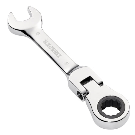Draper HI-TORQ Metric Stubby Flexible Head Ratchet Combination Spanner, 9mm : Model No. 8230FMMBS
