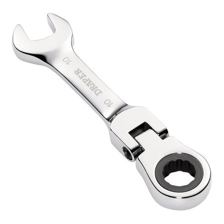 Draper HI-TORQ Metric Stubby Flexible Head Ratchet Combination Spanner, 10mm : Model No. 8230FMMBS