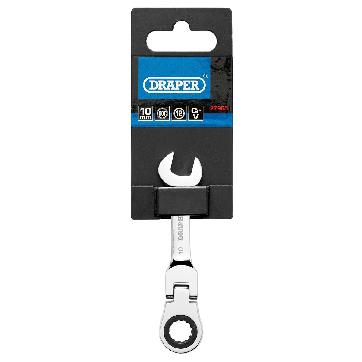 Draper HI-TORQ Metric Stubby Flexible Head Ratchet Combination Spanner, 10mm : Model No. 8230FMMBS