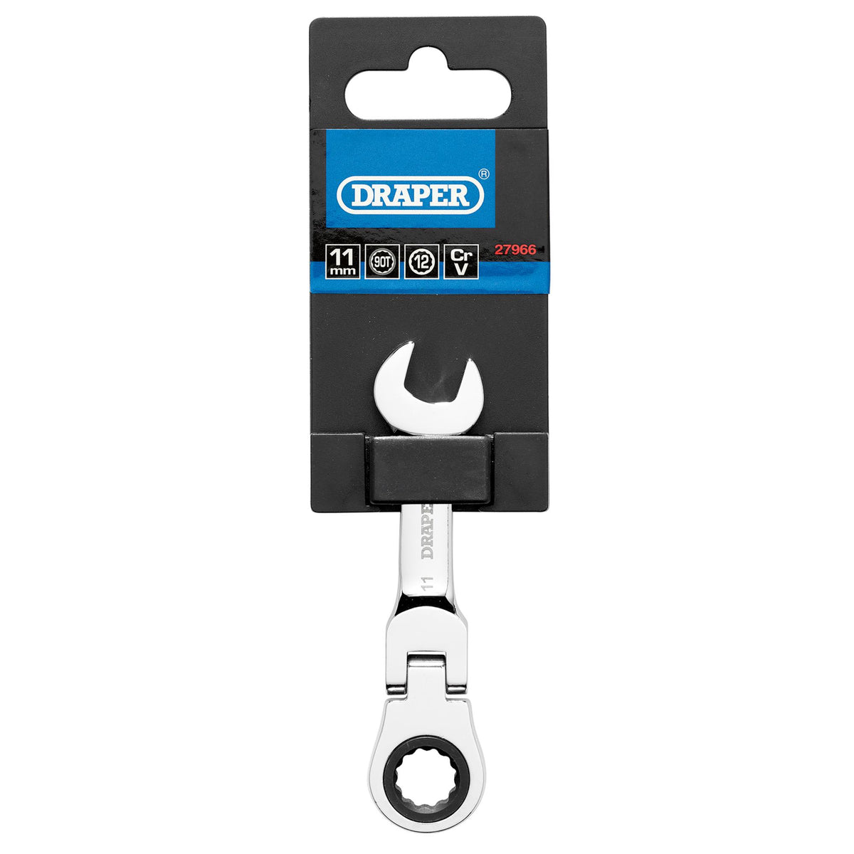 Draper HI-TORQ Metric Stubby Flexible Head Ratchet Combination Spanner, 11mm : Model No. 8230FMMBS
