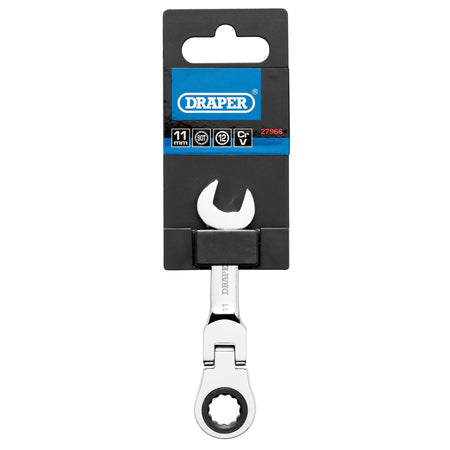 Draper HI-TORQ Metric Stubby Flexible Head Ratchet Combination Spanner, 11mm : Model No. 8230FMMBS