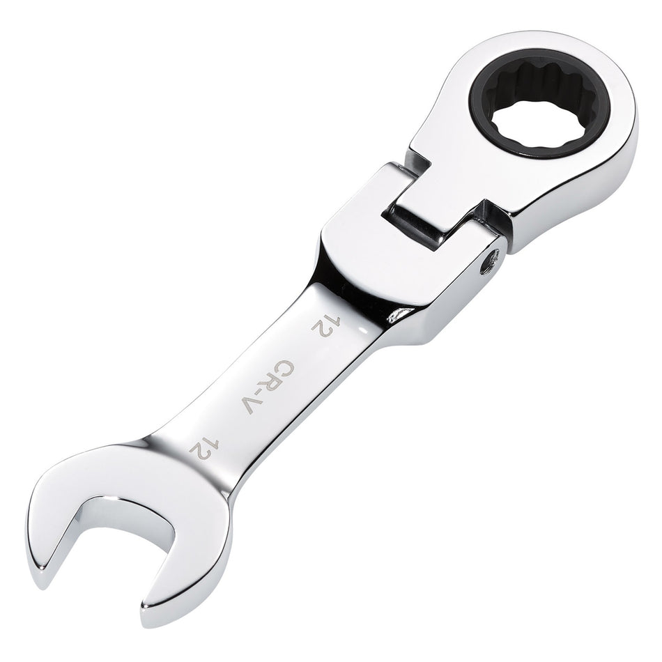 Draper HI-TORQ Metric Stubby Flexible Head Ratchet Combination Spanner, 12mm : Model No. 8230FMMBS