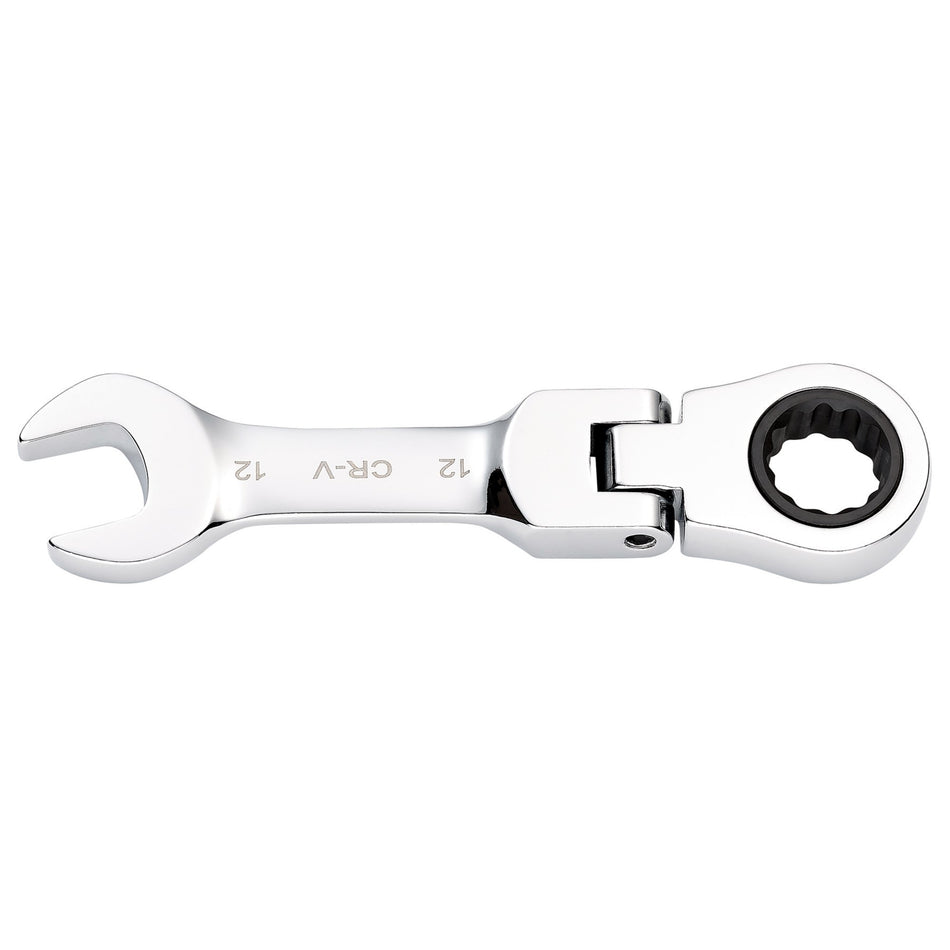 Draper HI-TORQ Metric Stubby Flexible Head Ratchet Combination Spanner, 12mm : Model No. 8230FMMBS