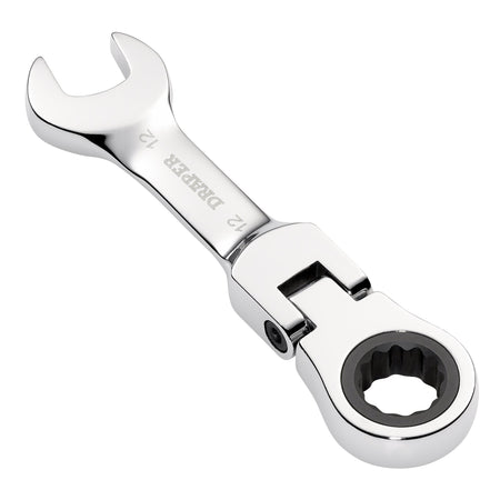 Draper HI-TORQ Metric Stubby Flexible Head Ratchet Combination Spanner, 12mm : Model No. 8230FMMBS