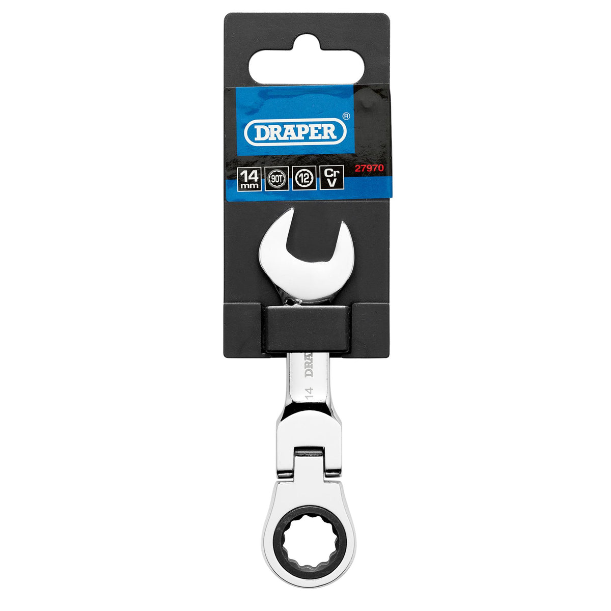 Draper HI-TORQ Metric Stubby Flexible Head Ratchet Combination Spanner, 14mm : Model No. 8230FMMBS