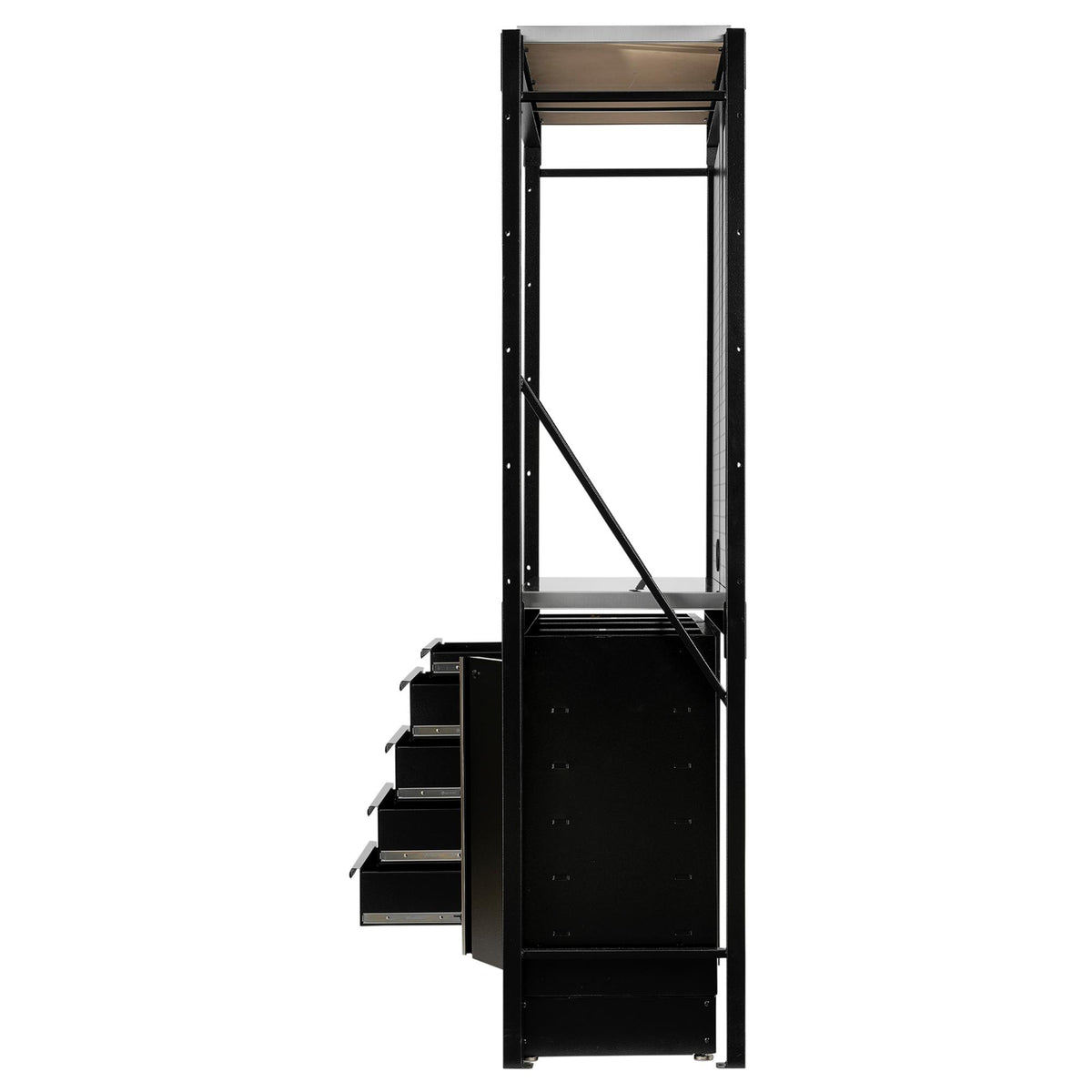 BUNKER 15 Piece Modular Storage Combo 2 Tier Racking with Stainless Steel Shelving, Pegboards and Floor Cabinets, 1500mm : Model No. MS400-C1 15PC S
