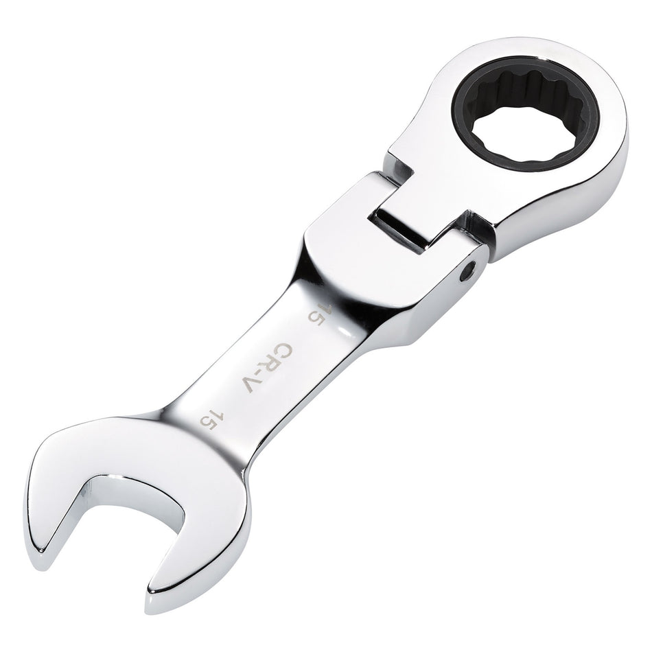 Draper HI-TORQ Metric Stubby Flexible Head Ratchet Combination Spanner, 15mm : Model No. 8230FMMBS