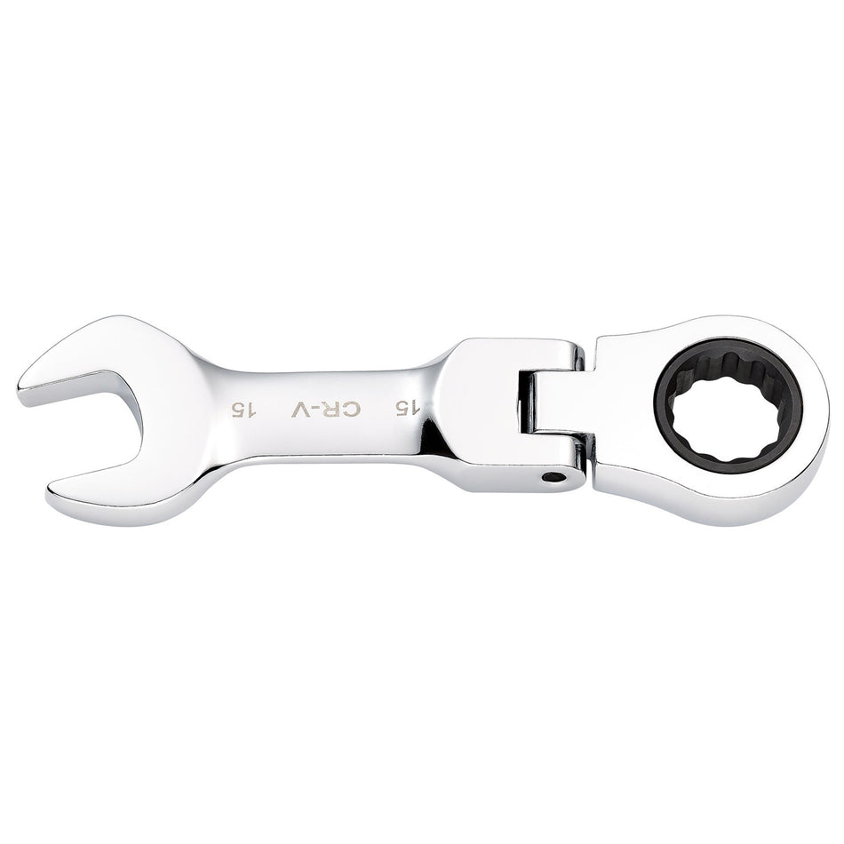 Draper HI-TORQ Metric Stubby Flexible Head Ratchet Combination Spanner, 15mm : Model No. 8230FMMBS