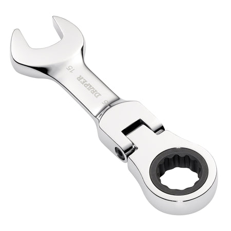 Draper HI-TORQ Metric Stubby Flexible Head Ratchet Combination Spanner, 15mm : Model No. 8230FMMBS