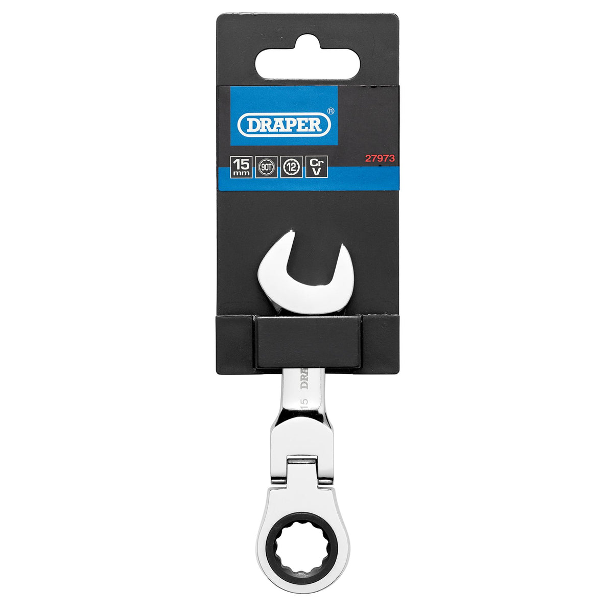 Draper HI-TORQ Metric Stubby Flexible Head Ratchet Combination Spanner, 15mm : Model No. 8230FMMBS