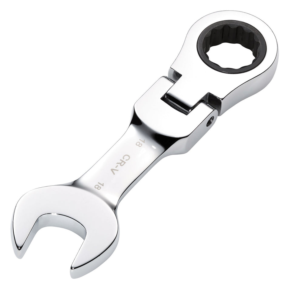 Draper HI-TORQ Metric Stubby Flexible Head Ratchet Combination Spanner, 18mm : Model No. 8230FMMBS