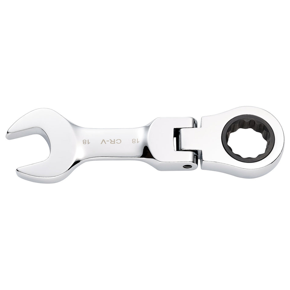 Draper HI-TORQ Metric Stubby Flexible Head Ratchet Combination Spanner, 18mm : Model No. 8230FMMBS